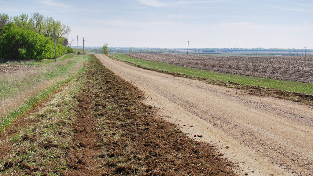 side of country road freshly graded