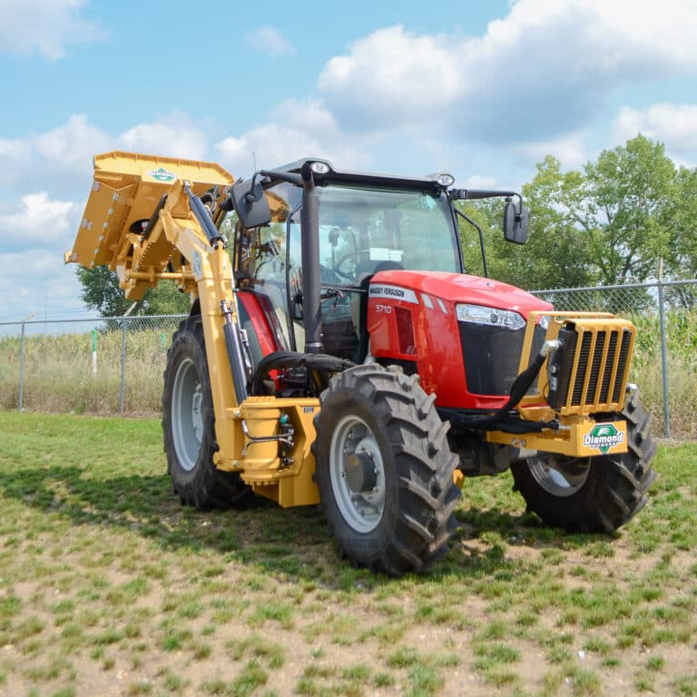 massey ferguson tractor with diamond mowers rear cradle brush cutter