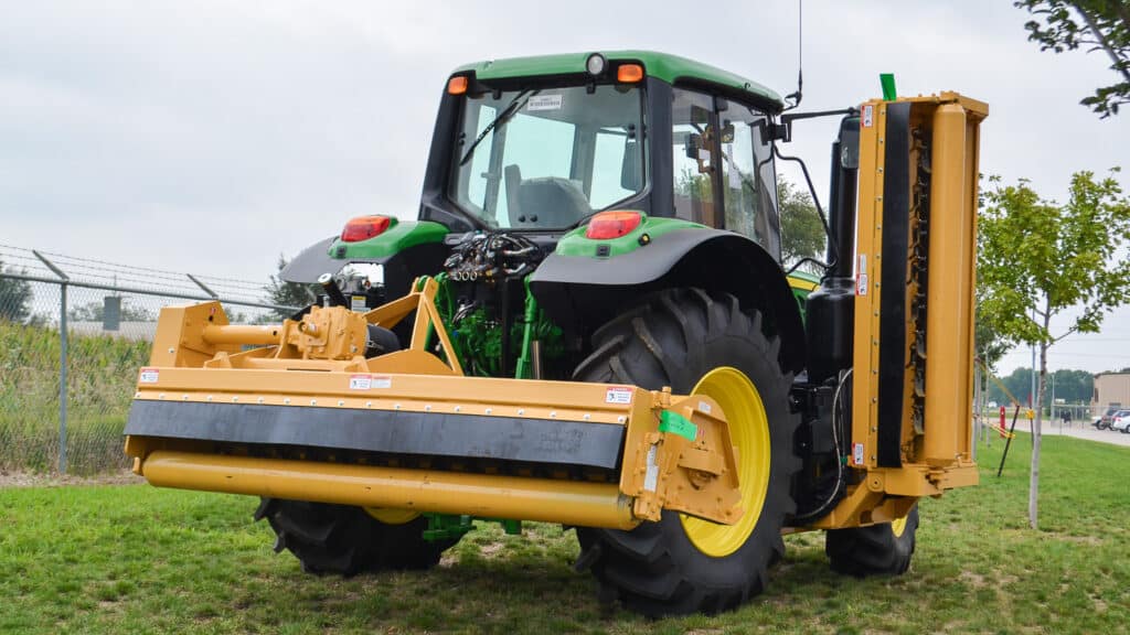 tractor with twin flail attached