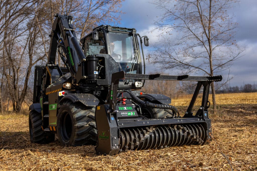 dm 360 with drum mulcher attached on lower hydraulic
