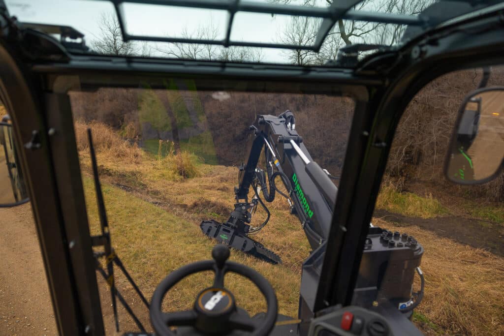 view from inside the dm 360 cab